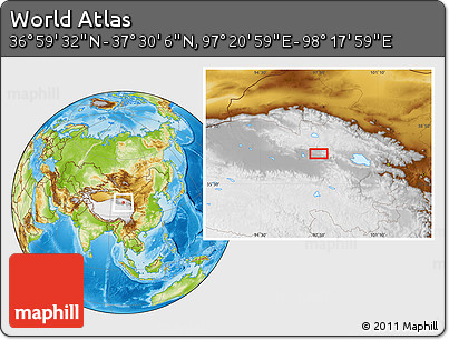 Physical Location Map of the Area around 37° 14' 49" N, 97° 49' 29" E