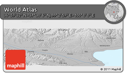 Physical Panoramic Map of the Area around 37° 14' 49" N, 99° 31' 30" E