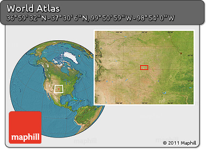 Satellite Location Map of the Area around 37° 14' 49" N, 99° 22' 30" W