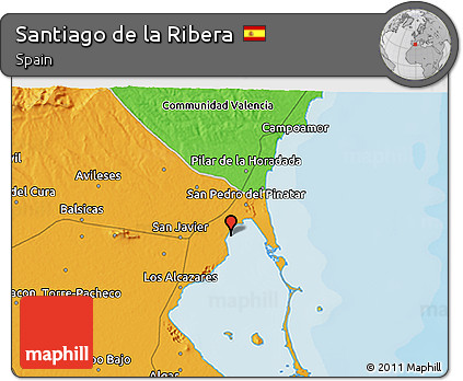 Political 3D Map of Santiago De La Ribera