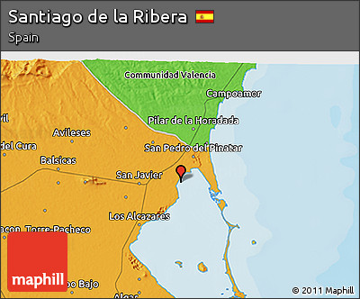 Political 3D Map of Santiago De La Ribera