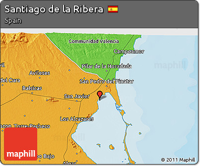Political 3D Map of Santiago De La Ribera