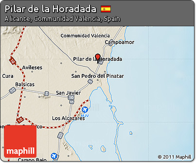 Shaded Relief Map of Pilar De La Horadada