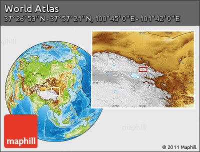 Physical Location Map of the Area around 37° 42' 7" N, 101° 13' 29" E