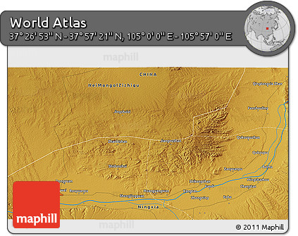 Physical 3D Map of the Area around 37° 42' 7" N, 105° 28' 29" E