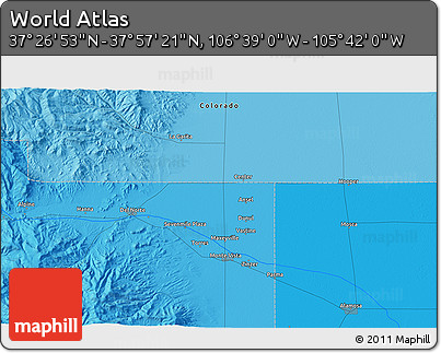 Political 3D Map of the Area around 37° 42' 7" N, 106° 10' 30" W