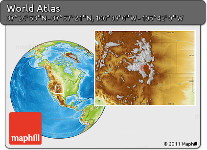 Physical Location Map of the Area around 37° 42' 7" N, 106° 10' 30" W