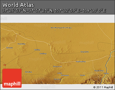 Physical 3D Map of the Area around 37° 42' 7" N, 108° 1' 30" E