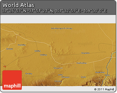 Physical 3D Map of the Area around 37° 42' 7" N, 108° 1' 30" E