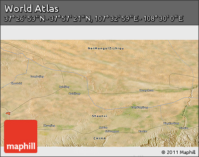 Satellite 3D Map of the Area around 37° 42' 7" N, 108° 1' 30" E