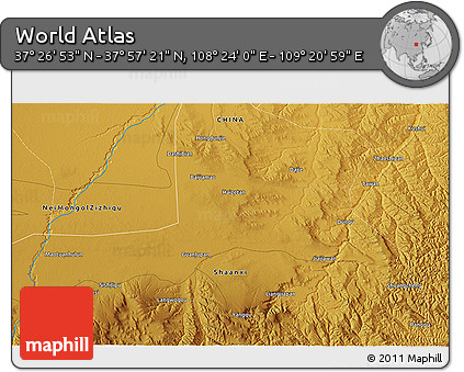 Physical 3D Map of the Area around 37° 42' 7" N, 108° 52' 30" E