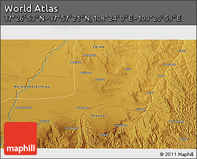 Physical 3D Map of the Area around 37° 42' 7" N, 108° 52' 30" E