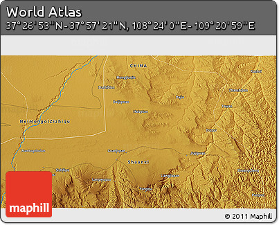 Physical 3D Map of the Area around 37° 42' 7" N, 108° 52' 30" E