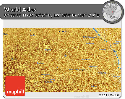 Physical 3D Map of the Area around 37° 42' 7" N, 109° 43' 29" E