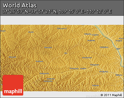 Physical 3D Map of the Area around 37° 42' 7" N, 109° 43' 29" E