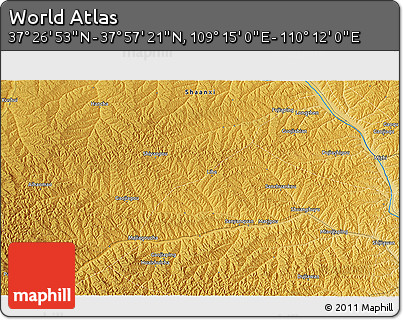 Physical 3D Map of the Area around 37° 42' 7" N, 109° 43' 29" E