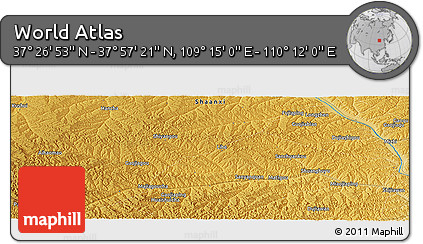 Physical Panoramic Map of the Area around 37° 42' 7" N, 109° 43' 29" E