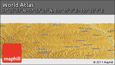 Physical Panoramic Map of the Area around 37° 42' 7" N, 109° 43' 29" E