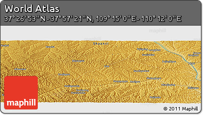 Physical Panoramic Map of the Area around 37° 42' 7" N, 109° 43' 29" E