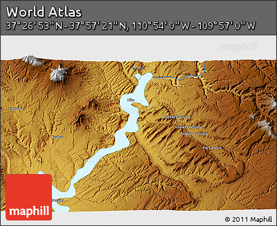 Physical 3D Map of the Area around 37° 42' 7" N, 110° 25' 30" W