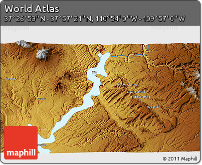 Physical 3D Map of the Area around 37° 42' 7" N, 110° 25' 30" W