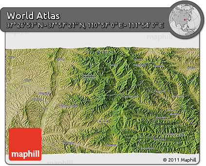 Satellite 3D Map of the Area around 37° 42' 7" N, 111° 25' 30" E