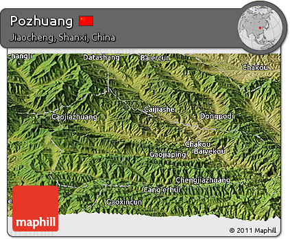 Satellite Panoramic Map of Pozhuang