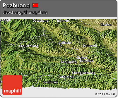 Satellite Panoramic Map of Pozhuang