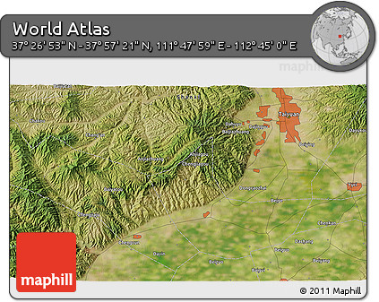 Satellite 3D Map of the Area around 37° 42' 7" N, 112° 16' 30" E