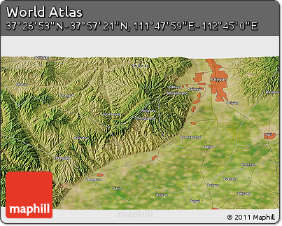 Satellite 3D Map of the Area around 37° 42' 7" N, 112° 16' 30" E