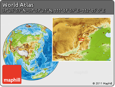 Physical Location Map of the Area around 37° 42' 7" N, 112° 16' 30" E