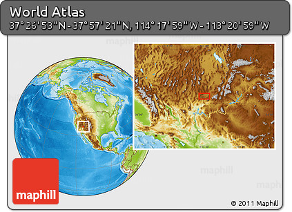 Physical Location Map of the Area around 37° 42' 7" N, 113° 49' 29" W