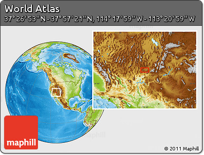 Physical Location Map of the Area around 37° 42' 7" N, 113° 49' 29" W