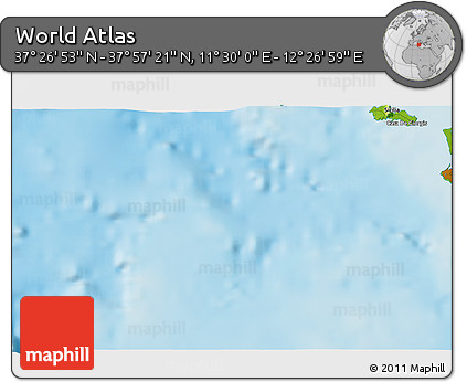 Physical 3D Map of the Area around 37° 42' 7" N, 11° 58' 29" E