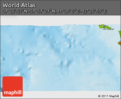 Physical 3D Map of the Area around 37° 42' 7" N, 11° 58' 29" E