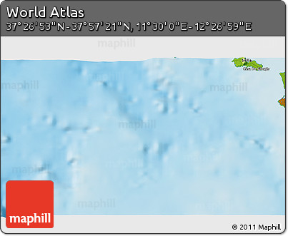Physical 3D Map of the Area around 37° 42' 7" N, 11° 58' 29" E