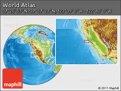 Physical Location Map of the Area around 37° 42' 7" N, 123° 10' 30" W