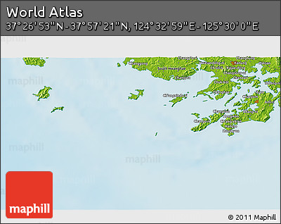 Physical 3D Map of the Area around 37° 42' 7" N, 125° 1' 30" E