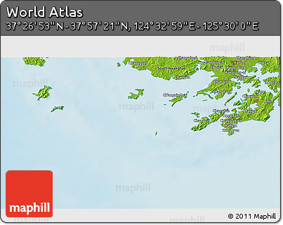Physical 3D Map of the Area around 37° 42' 7" N, 125° 1' 30" E