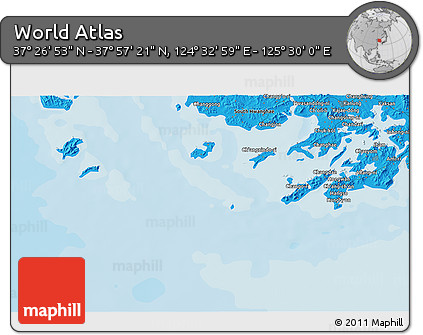 Political 3D Map of the Area around 37° 42' 7" N, 125° 1' 30" E