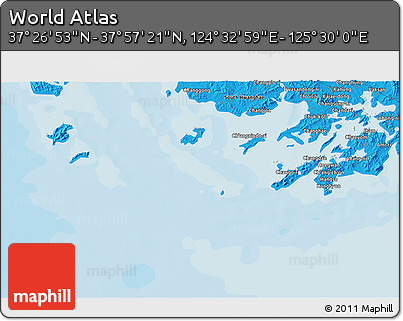Political 3D Map of the Area around 37° 42' 7" N, 125° 1' 30" E