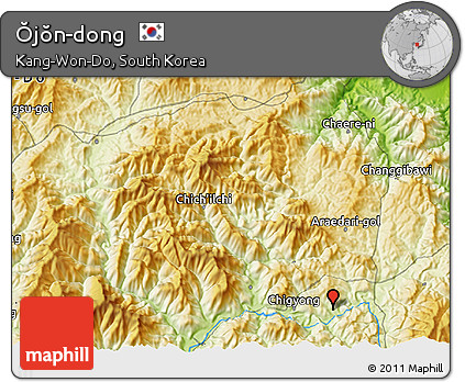 Physical 3D Map of Ŏjŏn-dong