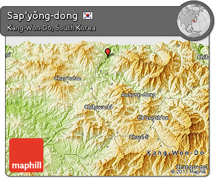 Physical 3D Map of Sap'yŏng-dong