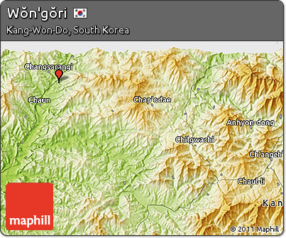 Physical 3D Map of Wŏn'gŏri