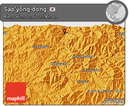 Political 3D Map of Sap'yŏng-dong