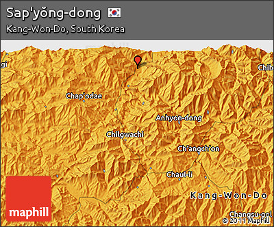 Political 3D Map of Sap'yŏng-dong