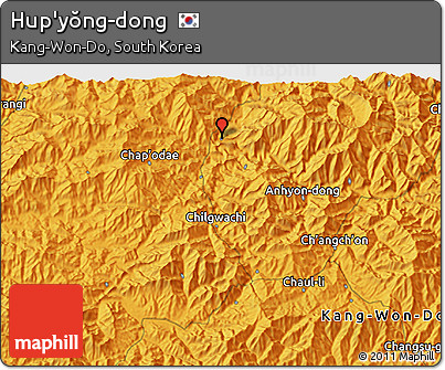 Political 3D Map of Hup'yŏng-dong