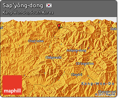 Political 3D Map of Sap'yŏng-dong