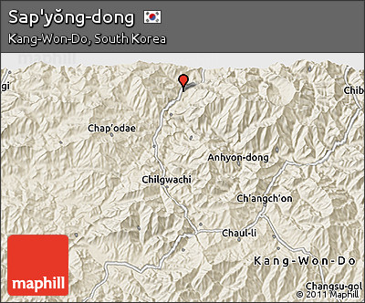 Shaded Relief 3D Map of Sap'yŏng-dong