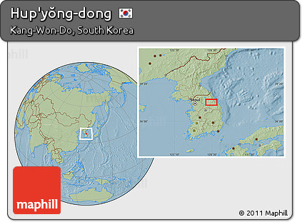 Savanna Style Location Map of Hup'yŏng-dong, hill shading